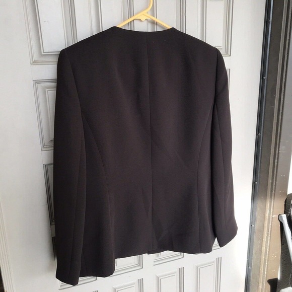 Jones Studio Blazer Chocolate Brown Sz10 Open Front Long Sleeves Lined NWOT - Picture 2 of 12